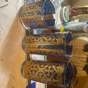 Georges Briard 22K plated Blue Green and Gold glasses